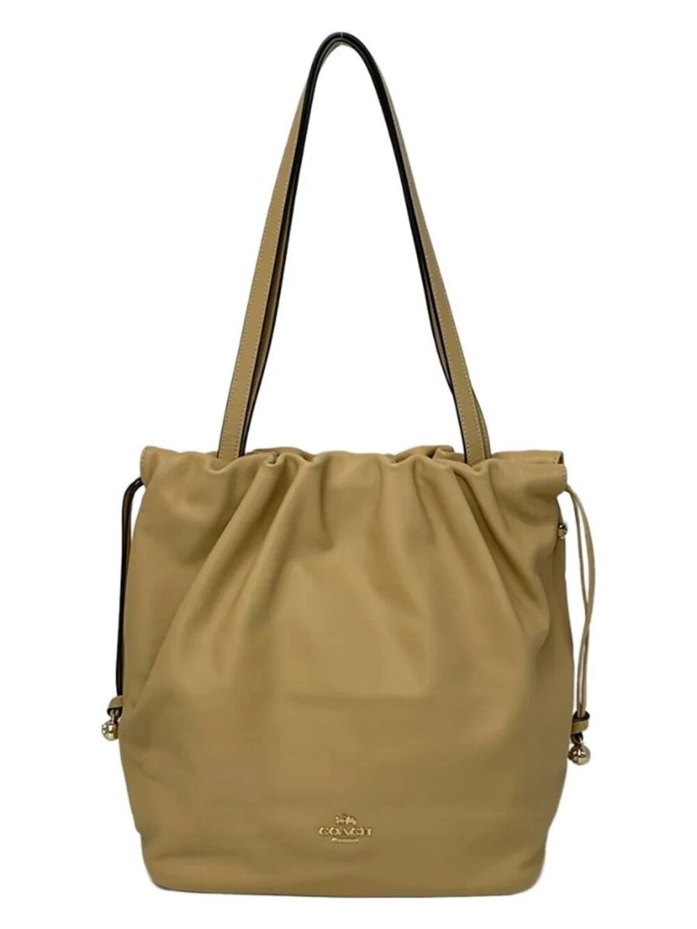 COACH Fade-Roast String Tote Bag CV947 Beige Leather Tote Bag
